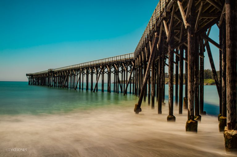 Long exposure picture of a long pier in Monterey California